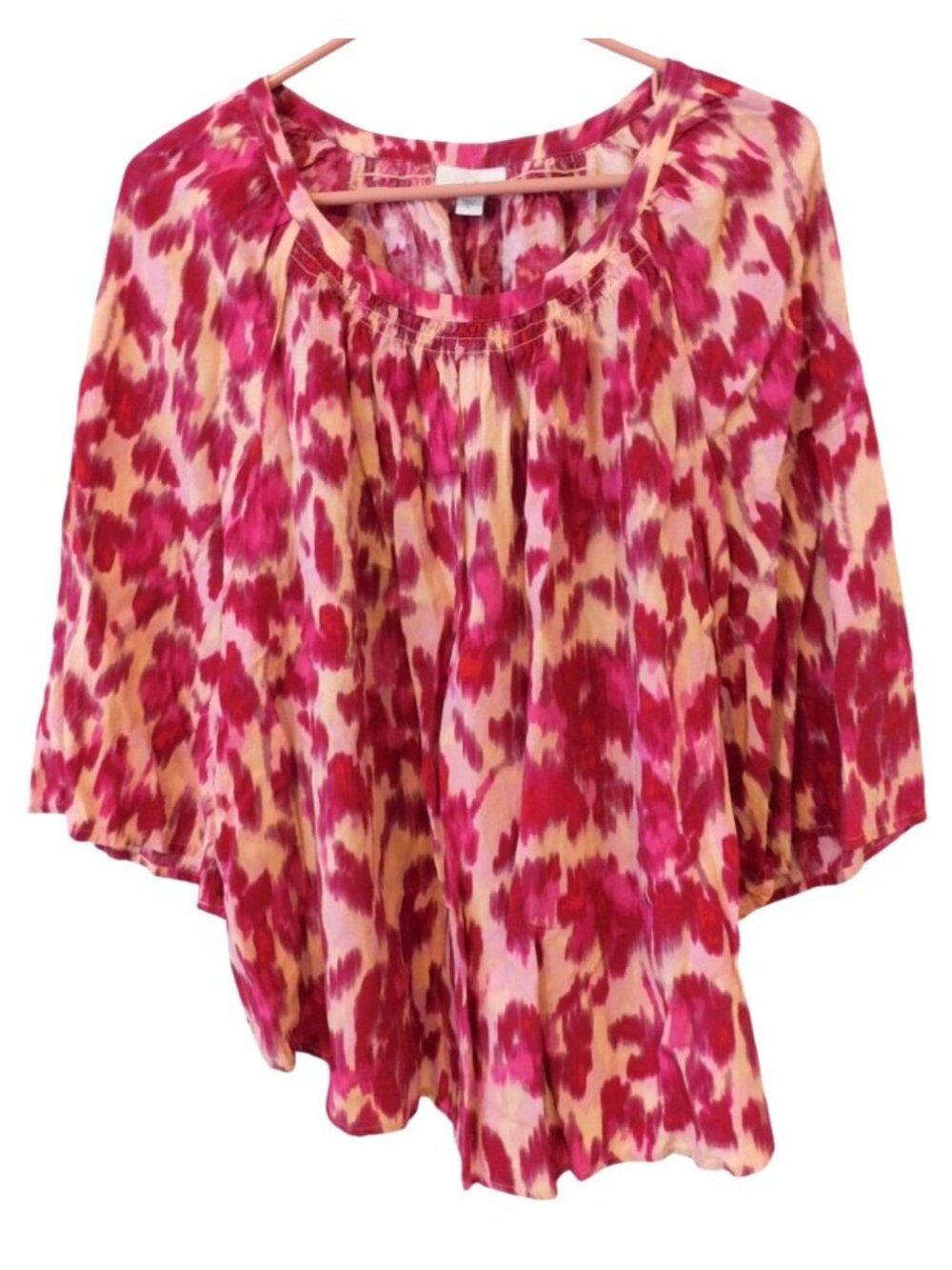 J. Jill XL Pink Abstract Print Boho Blouse Cottagecore Romantic Flowy Top